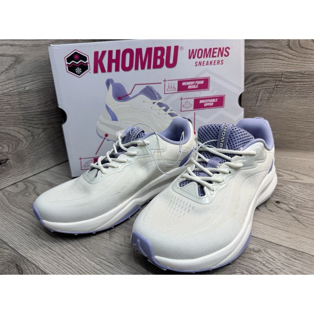 Khombu Patan Sneakers Womens 6.5 Beige Lavender New NIB Athletic Walking Shoes